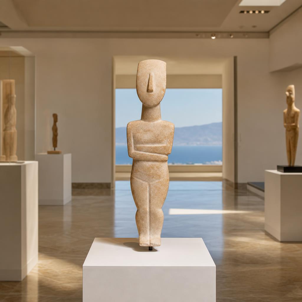 Marble Cycladic figurine at the Museum of Cycladic Art Athens