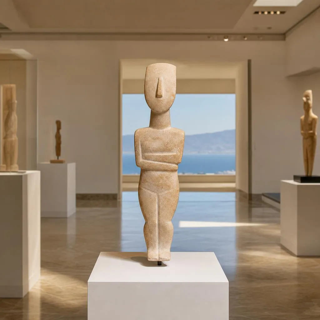 Marble Cycladic figurine at the Museum of Cycladic Art Athens