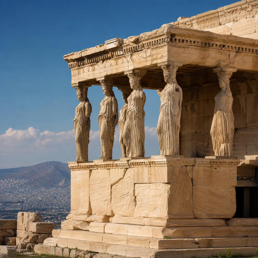 Caryatid porch at the Erechtheion on the Acropolis Athens