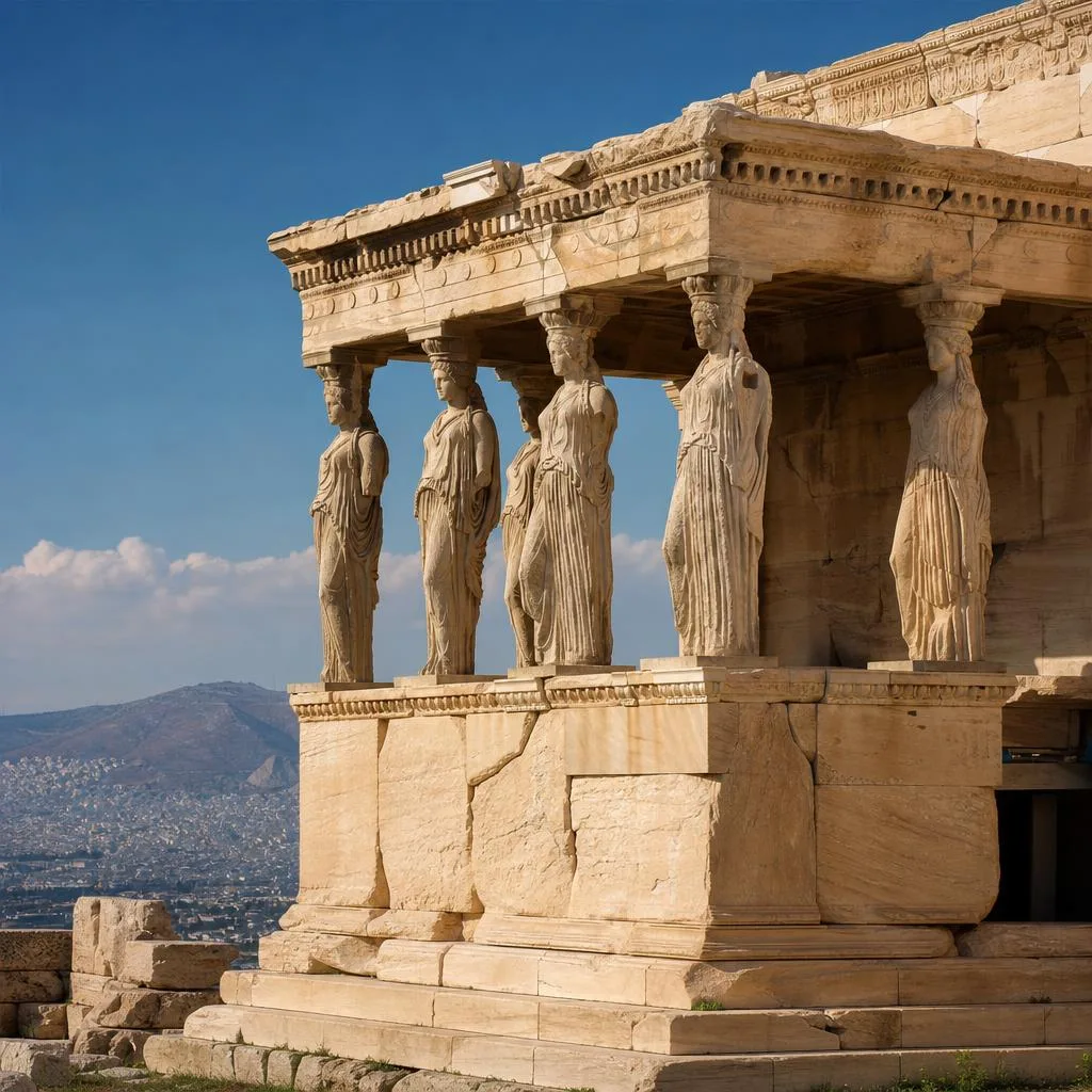 Caryatid porch at the Erechtheion on the Acropolis Athens