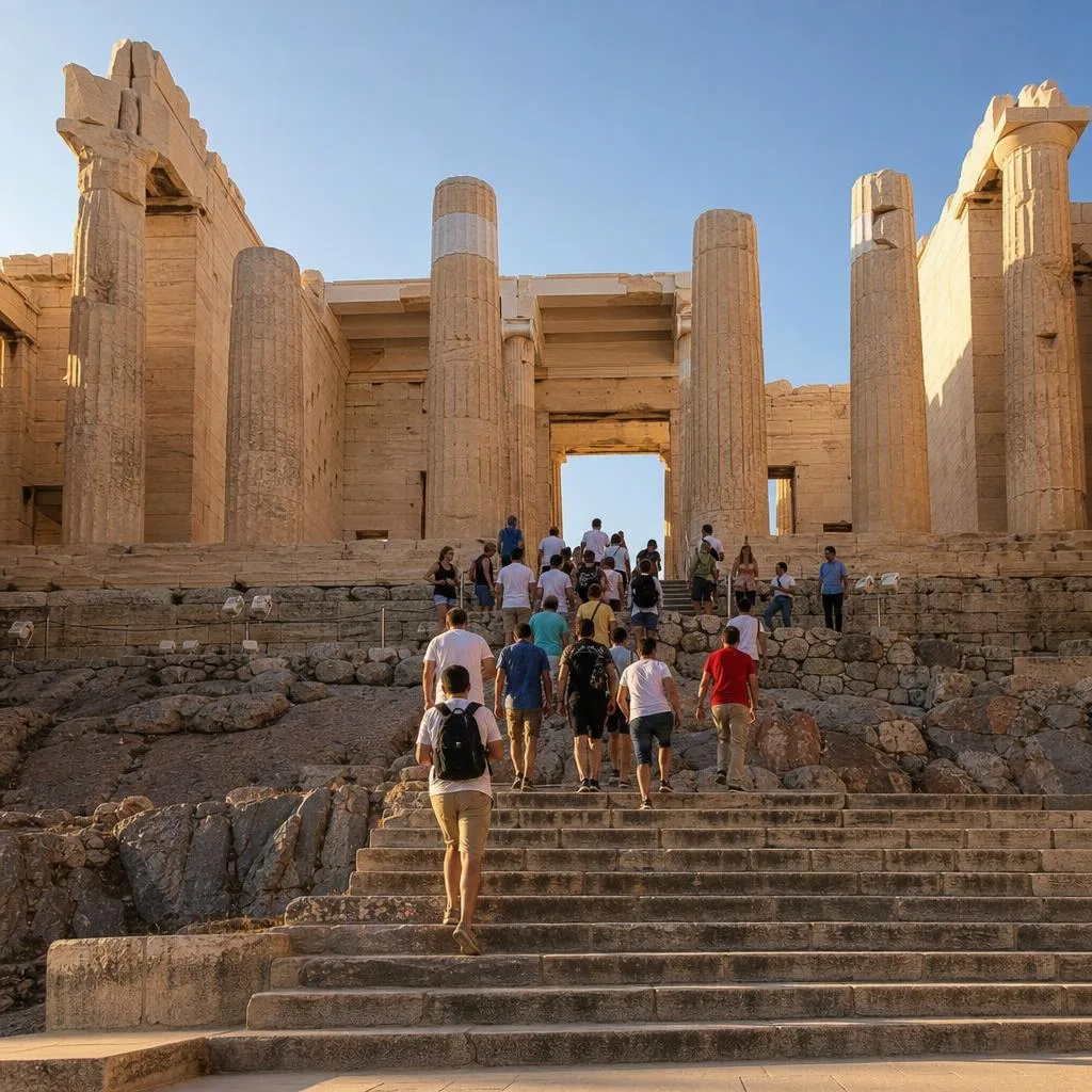 Propylaea gateway columns at the entrance to the Acropolis Athens