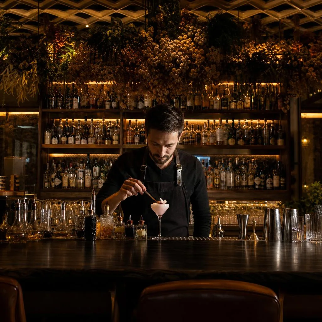 Artfully crafted cocktail at The Clumsies bar Athens