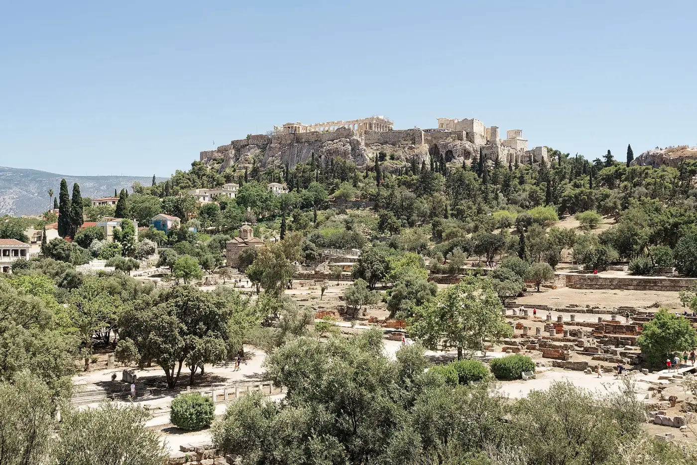 Ancient Agora of Athens with the Temple of Hephaestus in the background