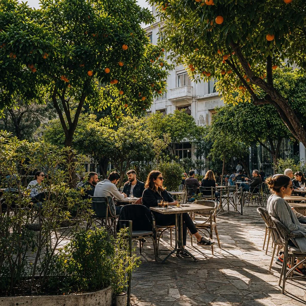 Plateia Plastira square in Pangrati with outdoor dining